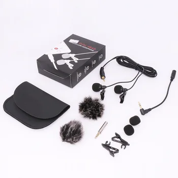

Hot Sale Dual Head Lavalier Microphone Condenser Audio Recording Mic for Phone Canon Nikon Sony DSLR Recorder