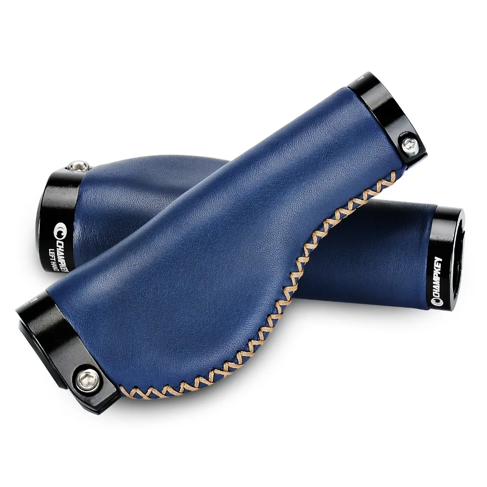 

Champkey Ergonomics Comfort Design Bicycle Handlebar Grips 1 Pair Genuine Leather with Soft Material Cycling Grip