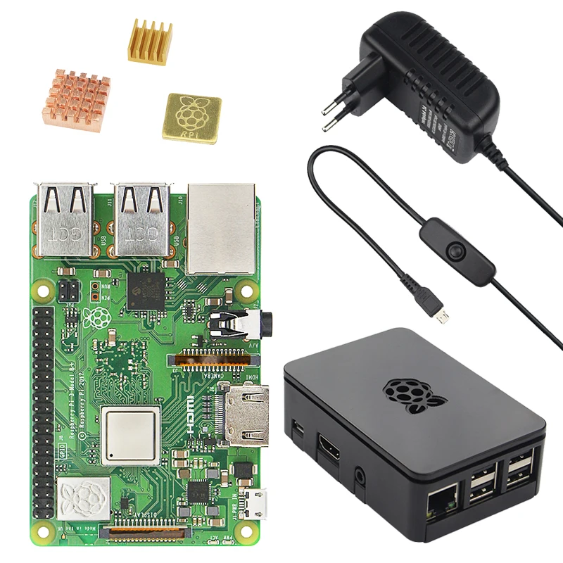 Original Nuevo Reino Unido Raspberry Pi 3 Modelo B, modelo B + Kit + + 16 32G tarjeta SD + 3A adaptador de corriente + Cable HDMI + disipador de calor RPI 3 B Plus - 3