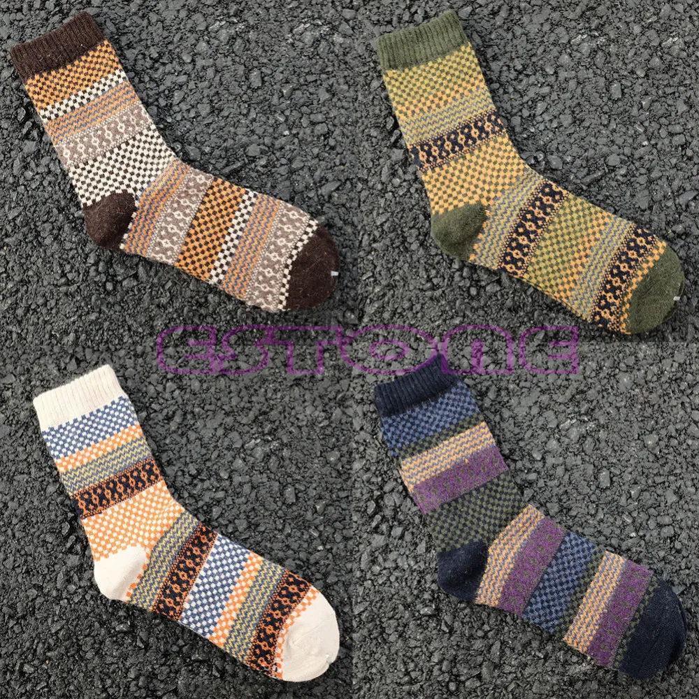 4Pair/set Mens Soft Thick Angora Cashmere Rabbit Wool Blend Warm Winter Socks