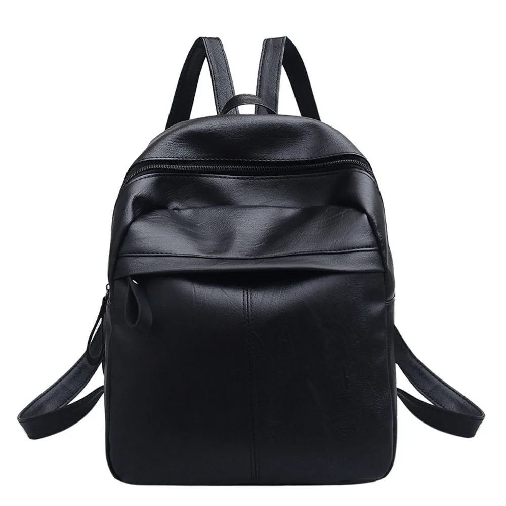 2018 Casual Black Backpacks Women High Quality PU Leather Women Backpack Fashion Solid School Bags For Teenager Girls drop ship