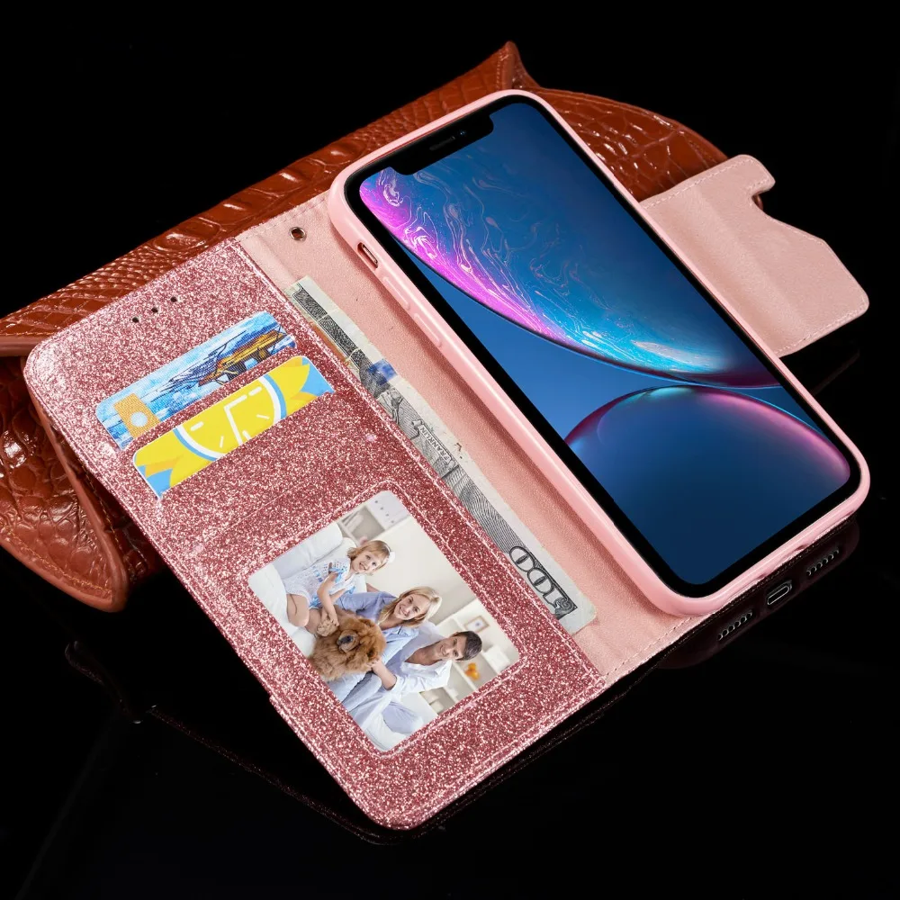 Для iPhone XS Max чехол-кошелек Блестящий флип из искусственной кожи кредитный держатель для карт наличные Карманы Чехол для iPhone 6 6s 7 8 Plus для девочек