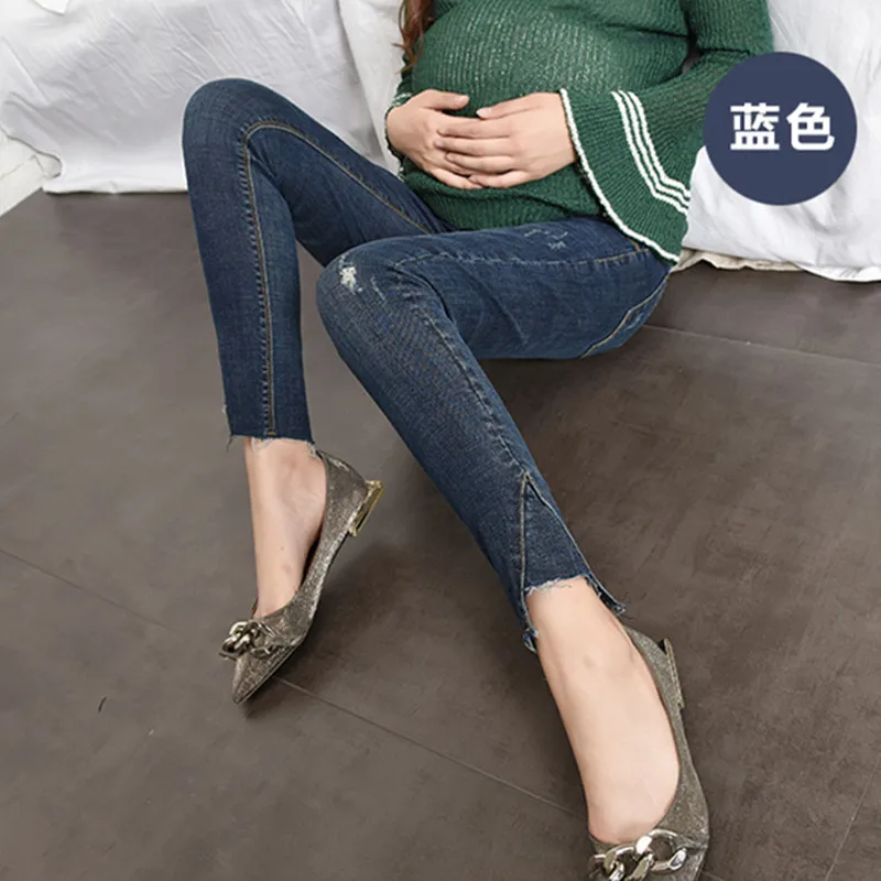 781# стильные Стрейчевые джинсовые обтягивающие джинсовые брюки-карандаши для беременных женщин, осенние брюки для беременных