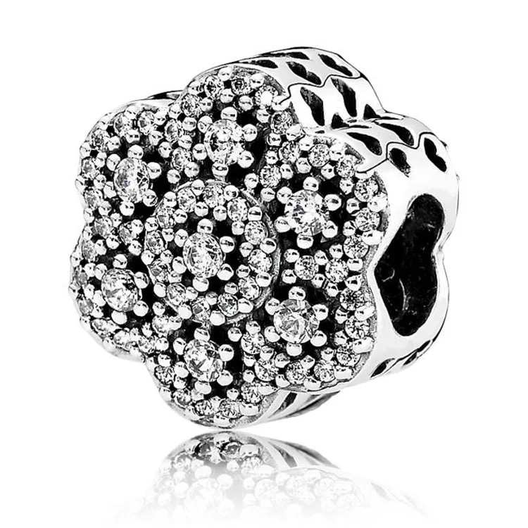 

2018 Winter 925 Sterling Silver Crystal Stars Beads Fit Pandora Bracelets & Bangle Snowflake Flower Charm Diy Jewelry