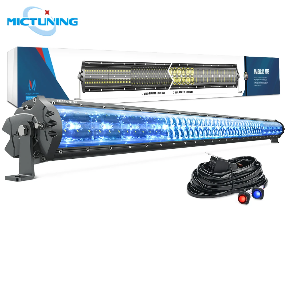 

MICTUNING M1s 52'' Super Bright Offroad LED Driving Work Light Bar w/ Dual Wiring Harness Kit & Ice Blue Atmosphere Lamp 29100LM
