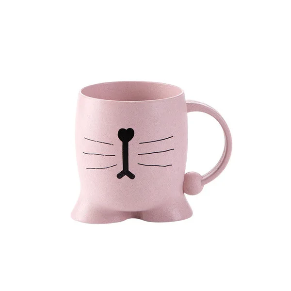 XUNZHE милый мультфильм Экспрессия зубная щетка чашка портативная чашка на двоих Молоко Кофе горячие напитки чашки многофункциональные аксессуары для ванной комнаты - Цвет: Pink