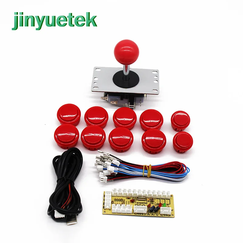 Быстрая контроллер комплект аркадный набор usb джойстик плата контроллера diy аркадный комплект американо 1 плеер светодиодные кнопки джойстики - Цвет: red arcade kit