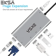 EKSA 6 в 1 usb-хаб для MacBook USB C к HDMI/VGA/RJ45 type C концентратор адаптер для Dell/samsung/huawei P20 Pro type-c USB 3,0 концентратор