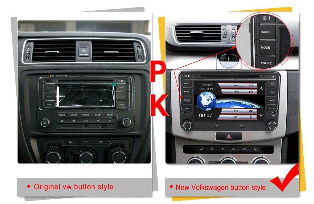 Best Hot selling! original VW button Car stereo head unit navigation GPS DVD player for VW Skoda Octavia/Fabia/Rapid/Yeti/Superb/Seat 5