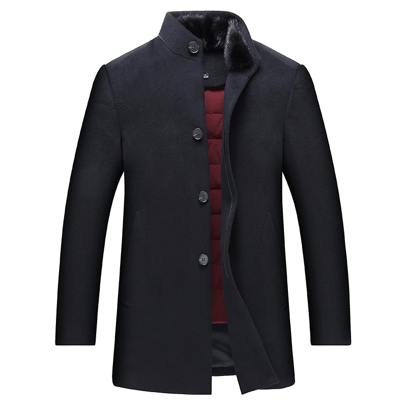 Hot Sale Men's Wool Coat Winter Long Sections Thick Woolen Coats Men