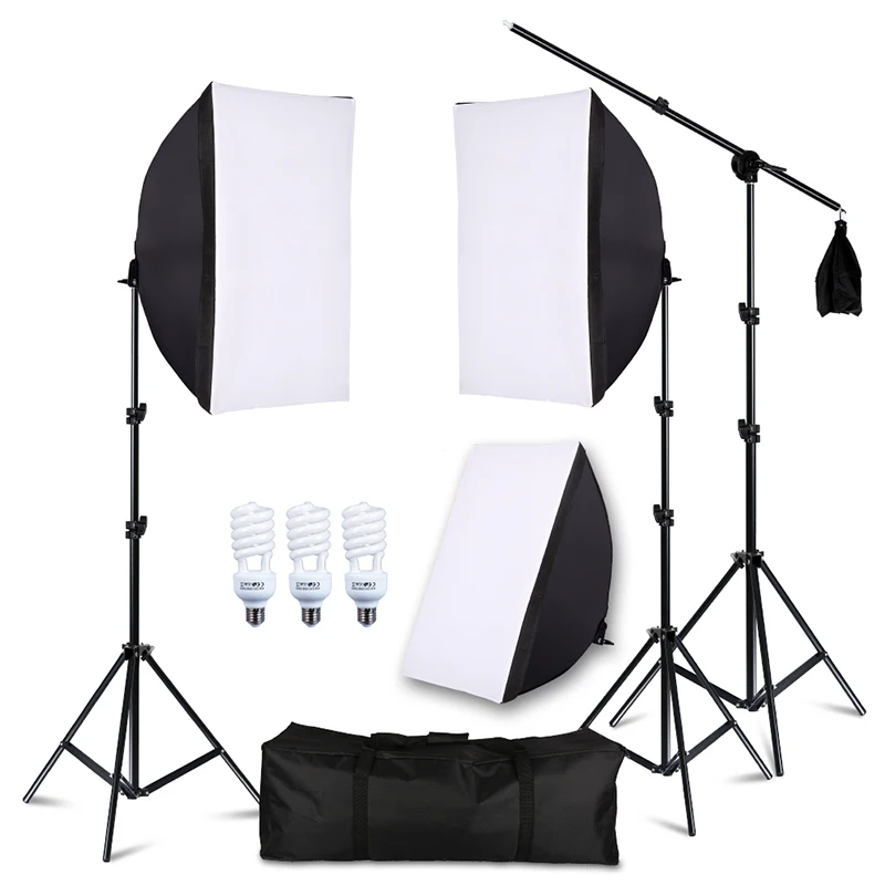 

Photography Studio Lighting Soft box with bulbs Single socket 45W Light Daylight Bulbs 200cm Light Stand and Carry Case