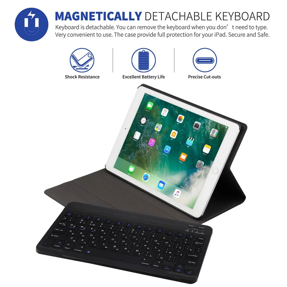 Русская клавиатура для iPad 6 го поколения 9 7 чехол Bluetooth ультра тонкий Чехол