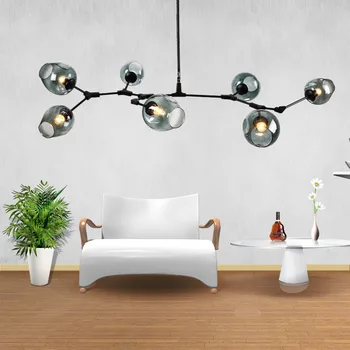 

Modern Clear Glass Chandelier Lighting For Dining Room Restaurant Hotel Living Room LED Suspension Luminaire Light Black Golden