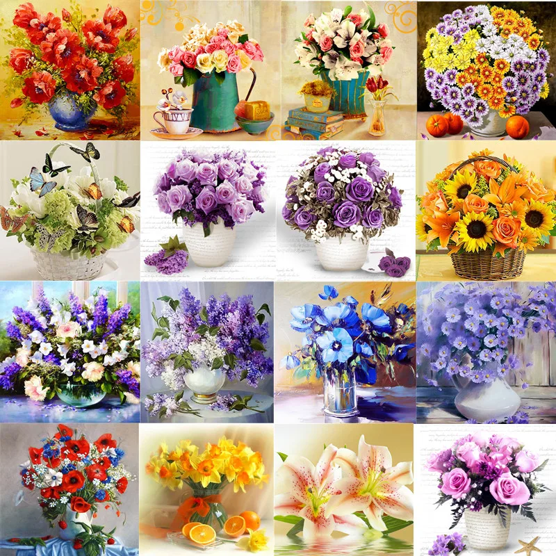 

Flower arranging 5D DIY diamond Painting flowers Cross Stitch diamond embroidery diamonds wall stickers home decor vase