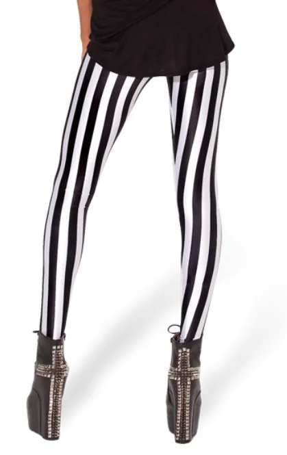 Новинка, черно-белые полосатые леггинсы с вертикальным принтом, готические креативные леггинсы для фитнеса, женские облегающие сексуальные популярные штаны в стиле панк, BL-229 - Цвет: BL229