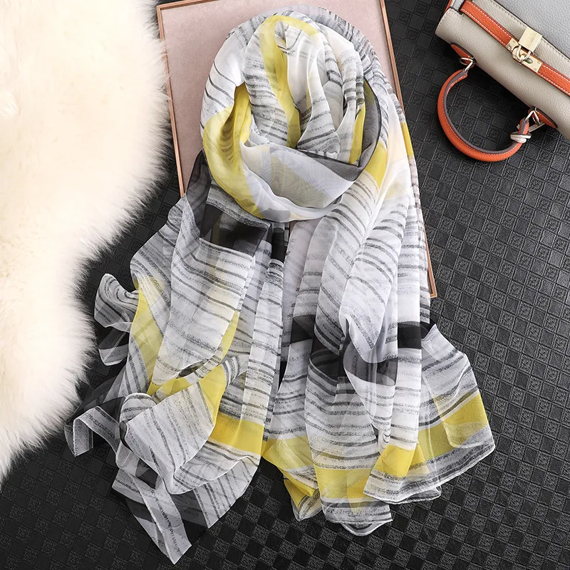 

designer brand women scarf striped print summer silk scarves shawls and wraps lady big size pashmina hijabs foulard beach stoles