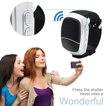 

Newest Sports Bluetooth Speaker Hands-free Call TF Card Playing FM Radio Self-timer Wireless Speakers Smart Watch Time Display