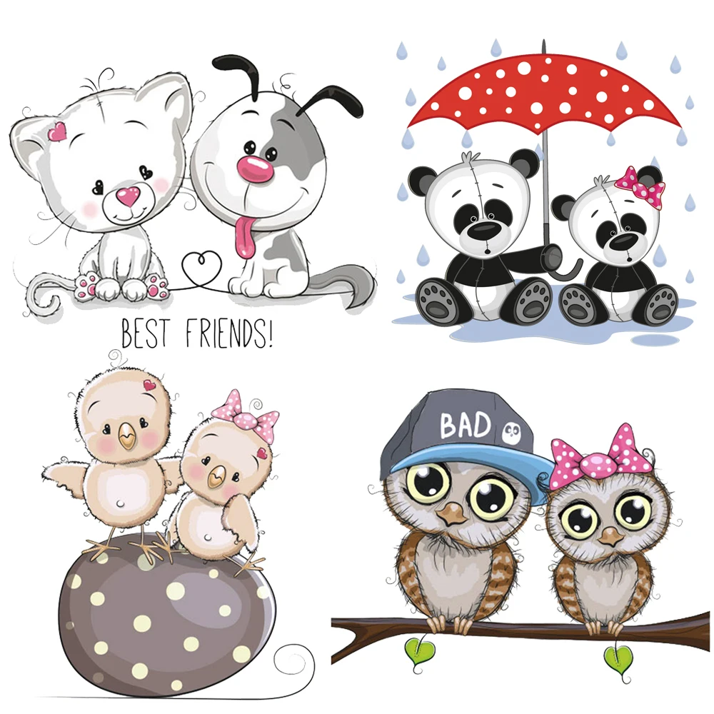 

Cute Cartoon Animal Patches Heat Transfer Iron On Patch A-level Washable Clothes Stickers Easy Print By Household Irons
