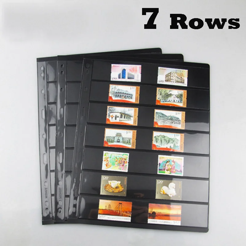 

Quality 7 Rows 10PCS Loose Leaf Postage Stamp Album Sheets Product Display Double-sided Standard 9 holes PCCB /MINGT