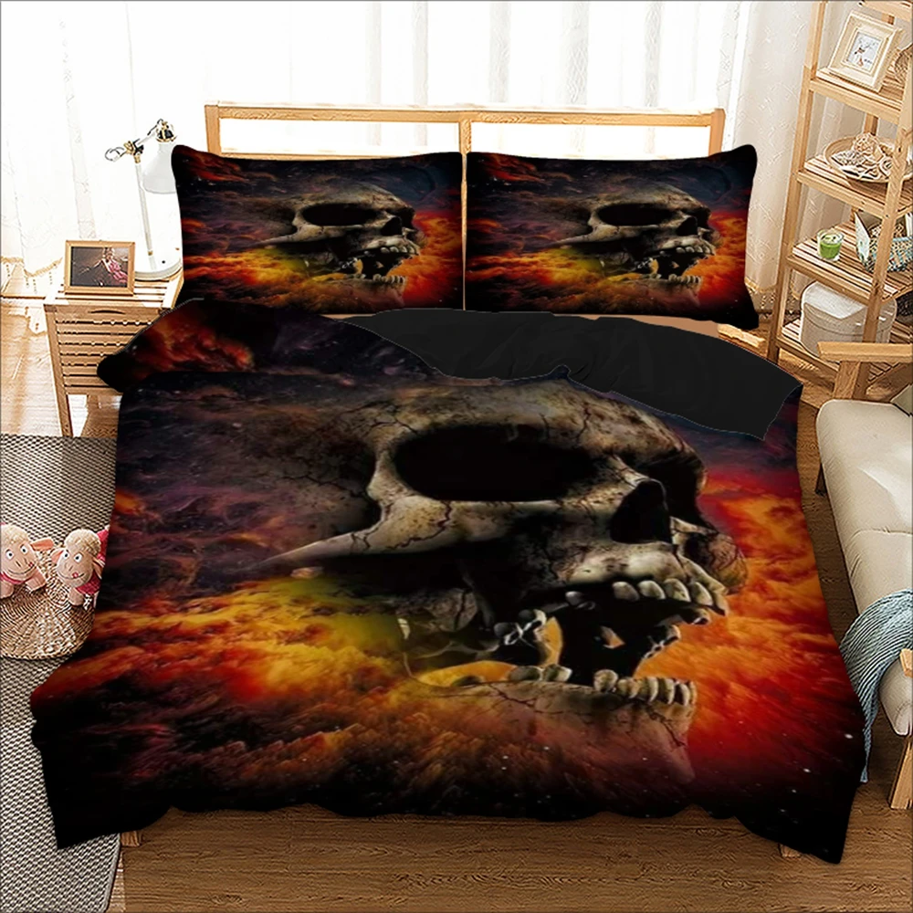 

3D Skull Bedding Set Duvet Cover With Pillowcases Twin Full Queen King Size Bedclothes 3pcs home textile