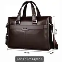 Genuine leather briefcase, laptop leather bag, for 15 inch notebook computer, 15.6 inch laptop bag