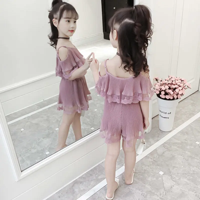 الفتيات الصيف دعوى 2019 جديد الأطفال الرسن قميص فتاة صغيرة نمط اثنين من قطعة أزياء الأطفال اللباس المد الفتيات الخريف وتتسابق