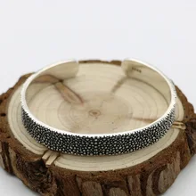 Корейская версия S925 стерлингового серебра рыбьей кожи открытые браслет Для мужчин и Для женщин Ретро тайский серебряный Простые Модные Панк ювелирные изделия