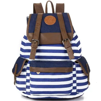

Unisex Fashion Strip Canvas Casual Bag Backpack Satchel for Women Men,School Bag Backpacks for Teenage Girls Mochila Feminina
