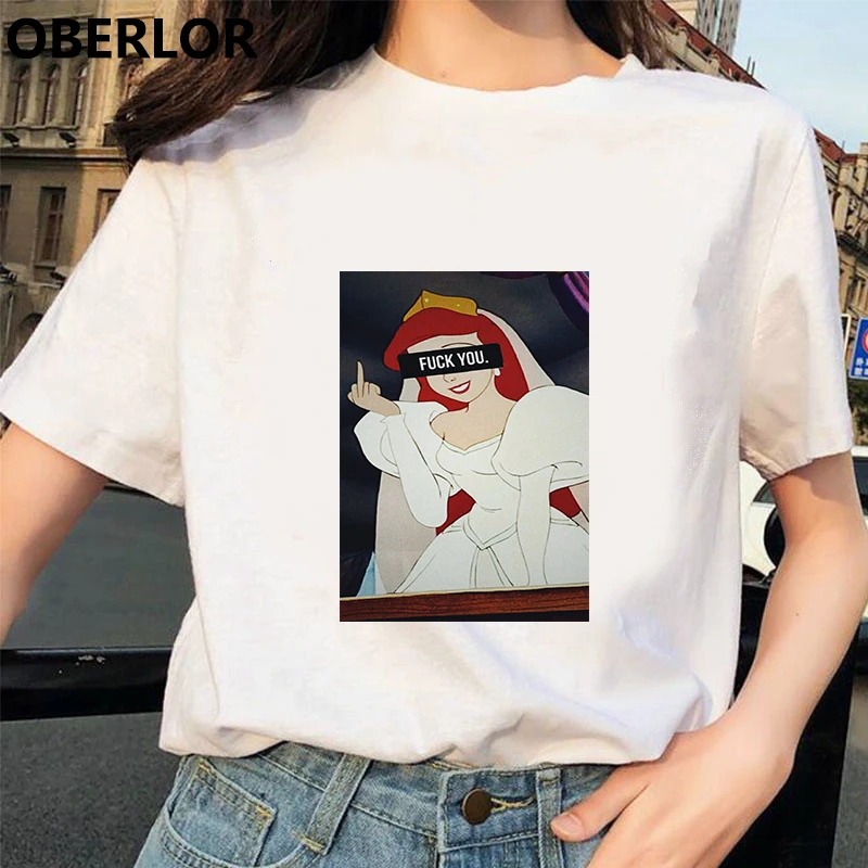 Принцесса пародия Смешные повседневные буквы Харадзюку с коротким рукавом большого размера свободные топы женские новые летние женские хип-хоп пары футболки