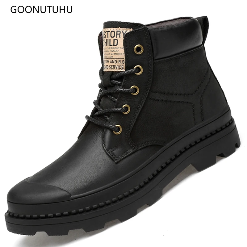 2018 winter men's boots military genuine leather work & safety shoes boot man black plus size shoe keep warm ankle boots for men цена 2018 winter men's boots military genuine leather work & safety shoes boot man black plus size shoe keep warm ankle boots for men цены онлайн
