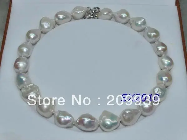 

Free shipping GORGEOUS! Natural Iridescent Baroque 16*22mm Baroque KASUMI pearl necklace
