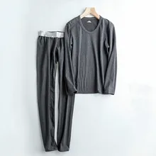 Термобелье для мужчин большого размера, толстая шерсть, мужской теплый костюм с круглым вырезом, кальсоны, мужские леггинсы, комплект Unerpants