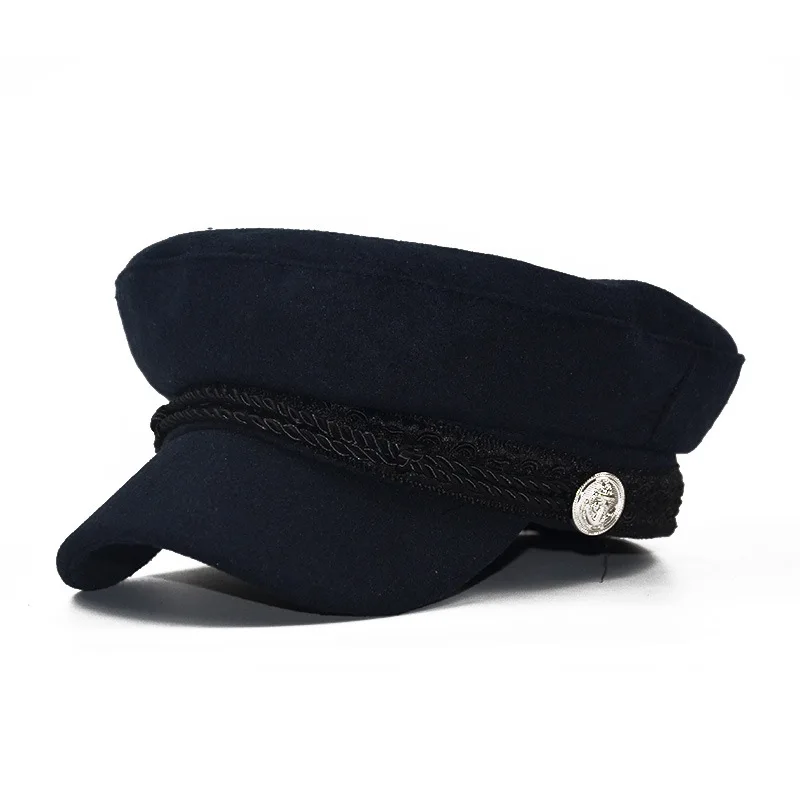 Dark blue USPOP кепка шапка шерсти зимняя шапка осень плоские колпачки военные шапки женская шапка женские береты из - Цвет: Dark blue