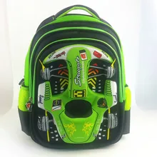 3D diseño de coches de dibujos animados mochila niño para la edad 3-8 años chico lindo de LA PU shell bolsa de la escuela