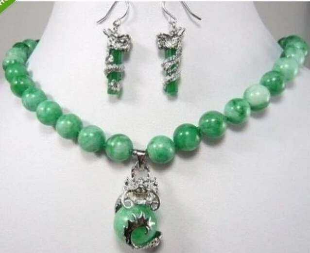 919 +++beautiful color green dragon pendant necklace earring set | Украшения и аксессуары