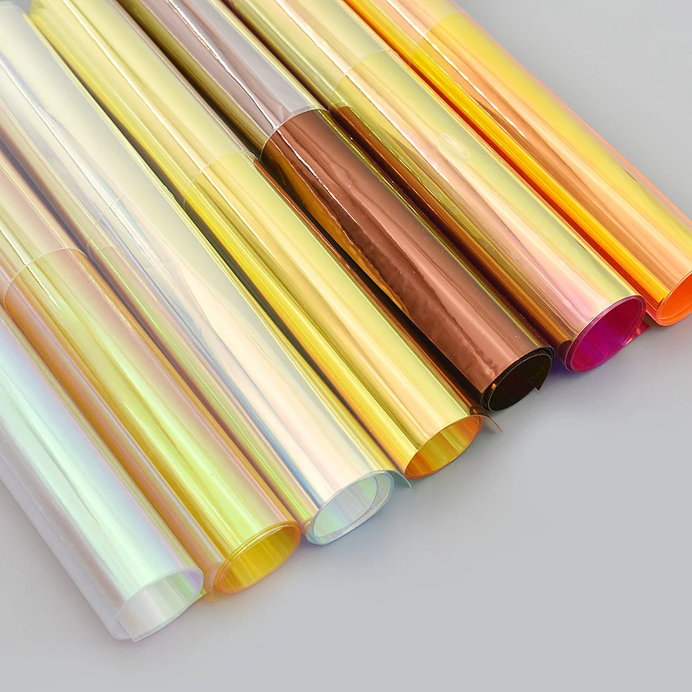 

A4 Size Iridescent Holographic Fabric Transparent PVC Fabric Vinyl Sewing Material For Bow Craft Handbags Decoration