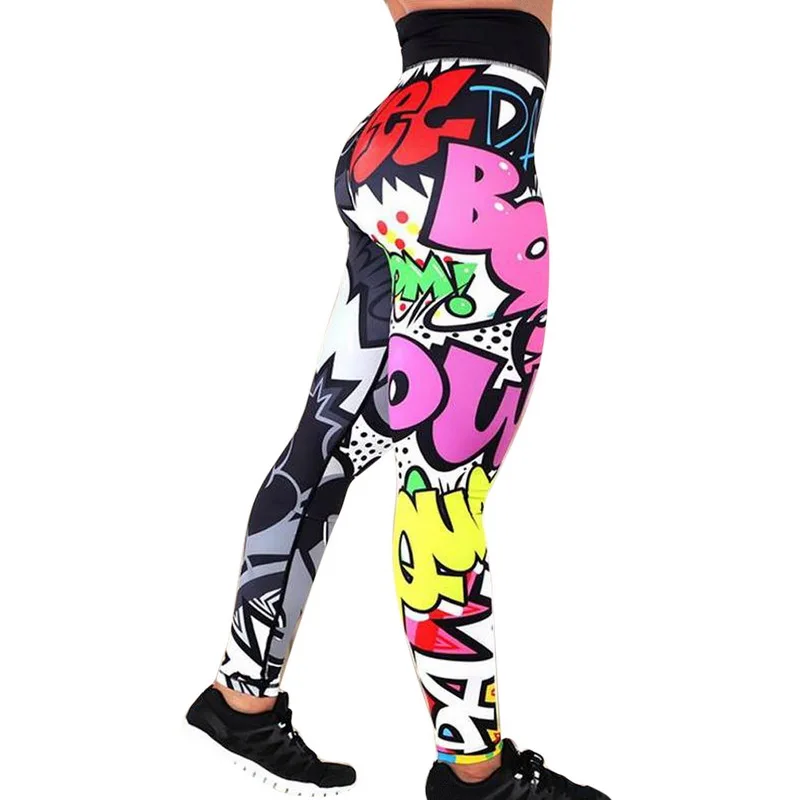 Sexy Funny Print Harajuku Yoga Pants High Waist Fitness Sport Leggings