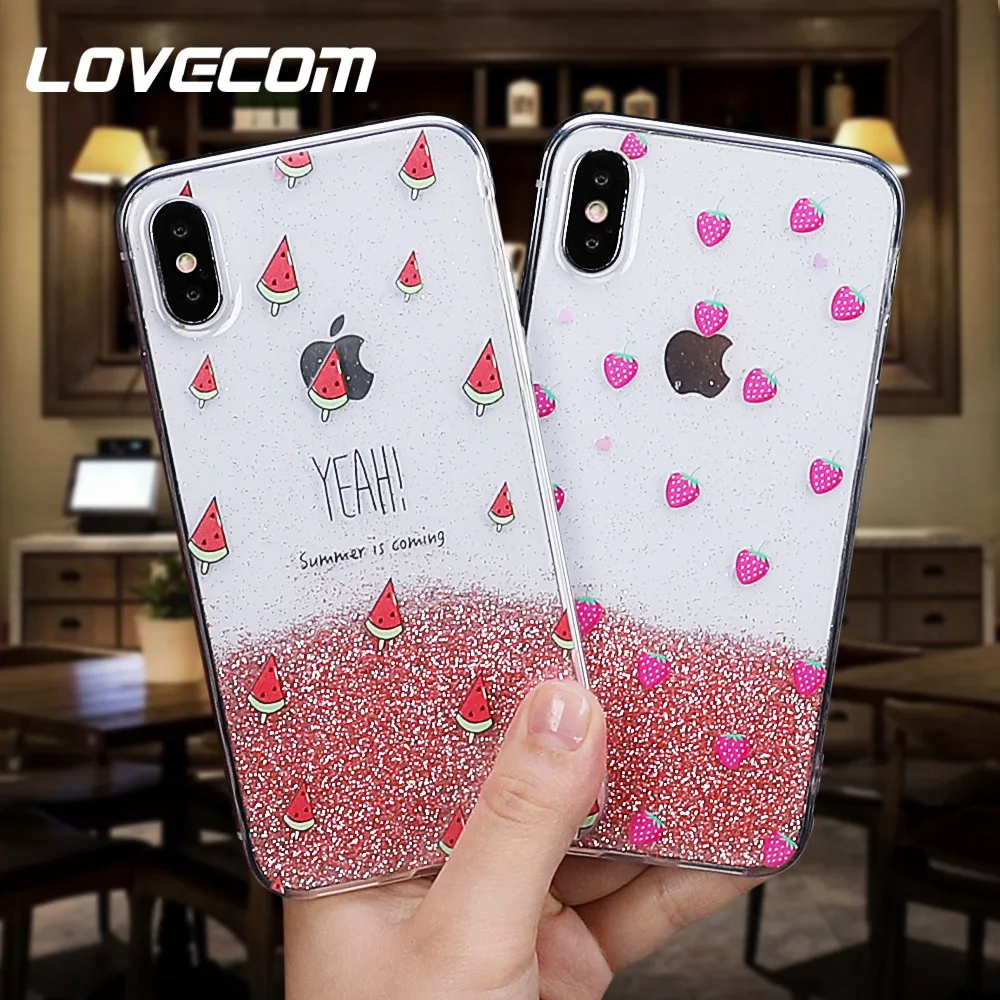 

LOVECOM Cute Fruit Pattern Phone Cases For iPhone XS Max XR 6 6S 7 8 Plus X XS Soft Epoxy Letters Phone Back Cover Coque Gifts