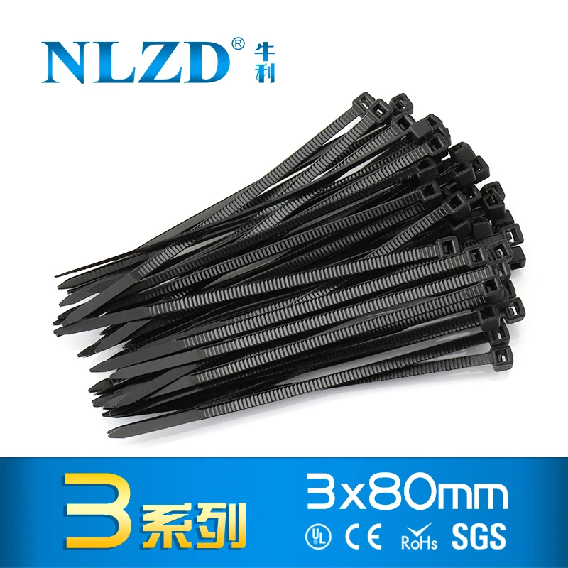 100 Pack Lot Pcs Black 4/" Inch Wire Management Nylon Tie Cable Zip Ties 18 lbs