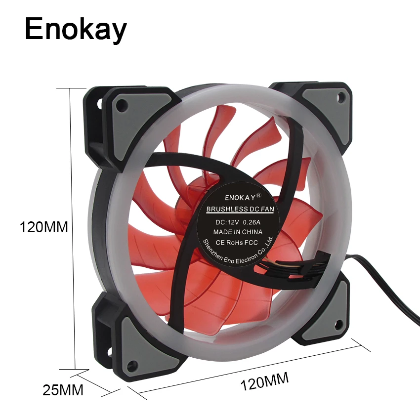 Enokay 120 مللي متر وحدة معالجة خارجية للحاسوب سوبر الصمت مروحة مع الصمام أضواء الكمبيوتر PC حالة مروحة تبريد امدادات الطاقة