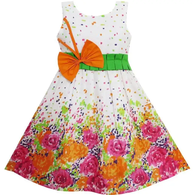 

Sunny Fashion Flower Girl Dress Butterfly Bow Tie Floral Sundress Birthday Kids Clothes 2018 Summer Princess Wedding Size 4-12
