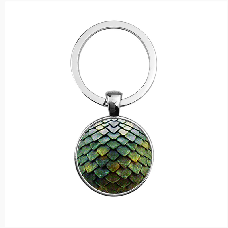 SUTEYI Fashion Style Art Pattern Key Chains Holder Green Dragon Egg Handmade Glass Cabochon Pendant Keyring Women Men Jewelry | Украшения и