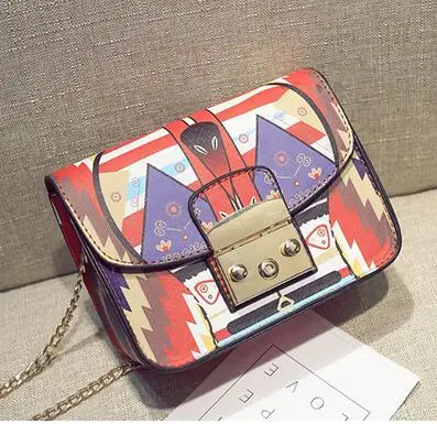 

Color block print bags female chain bag fashion messenger bag