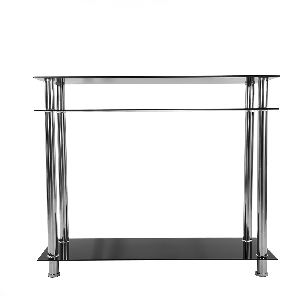 Modern French Style Tempered Glass Vitreous End Table Chrome Console Table Living Room Furniture Dropshipping Modern French Style Tempered Glass Vitreous End Table Chrome Console Table Living Room Furniture Dropshipping