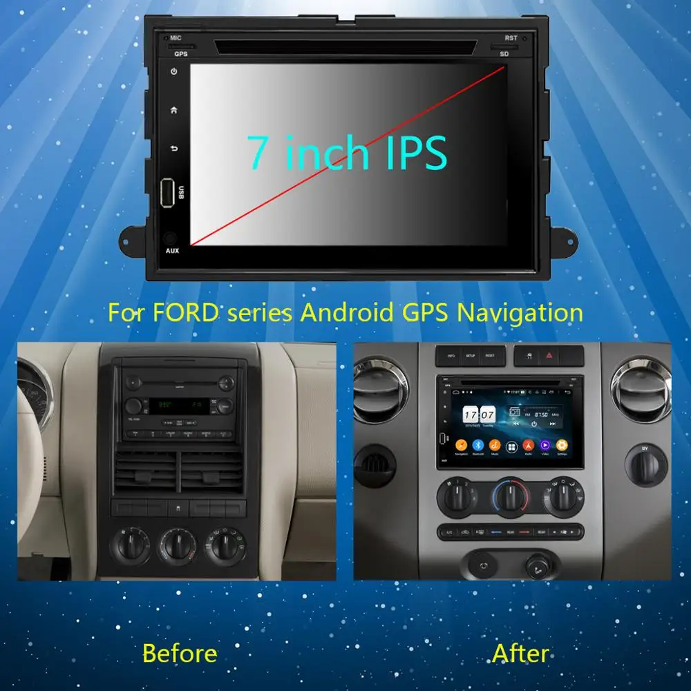 Best 7" IPS 1920*1080 8 Core 4G+64G Android 9.0 Car DVD Player For Ford F150 Mustang Expedition Explorer Fusion 2006 2007-2009 Radio 2