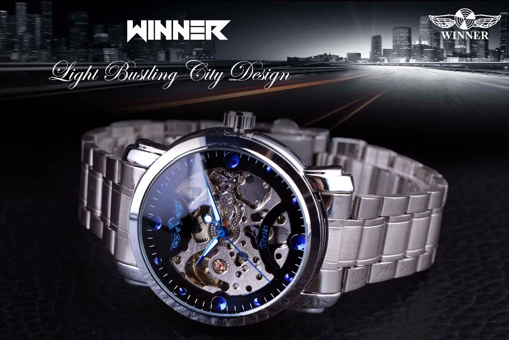 Stainless Steel Skeleton Watch