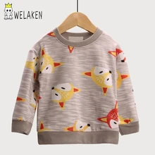 weLaken Boys Casual Coat Cartoon Animal Fox Pattern Girls Hoodies Outwear Spring Children s Clothing Kids