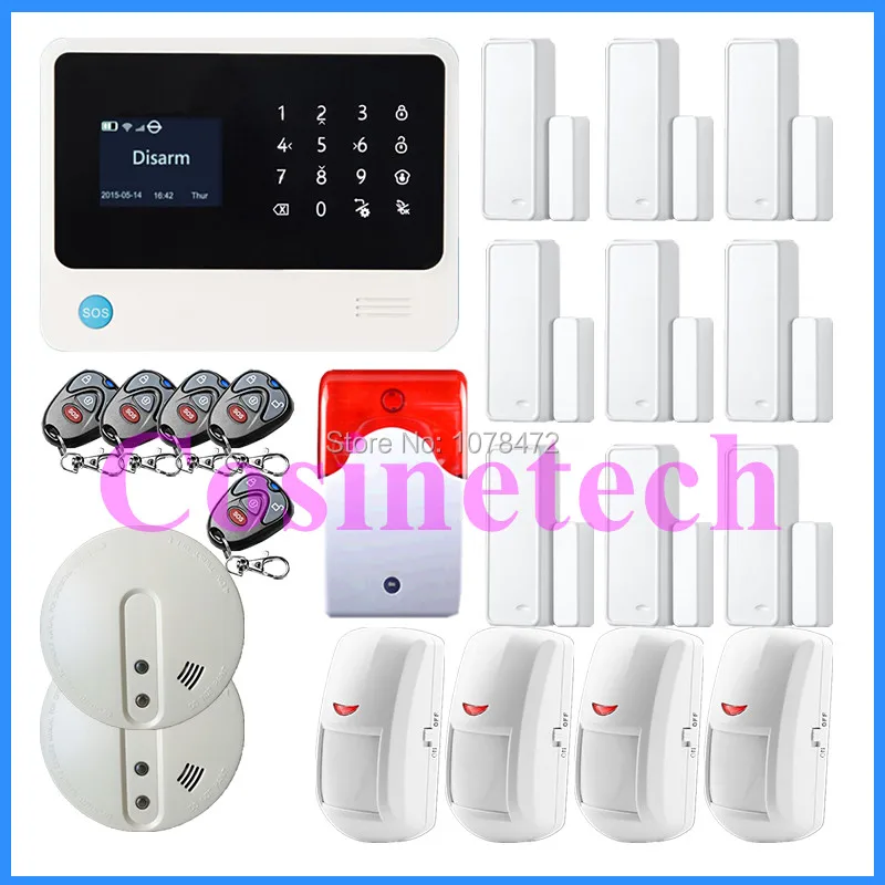 

Newest G90B Wireless Wifi GSM Home Security Alarm System Touch Screen IOS Android APP Burglar Security Alarm Smoke Fire Detector