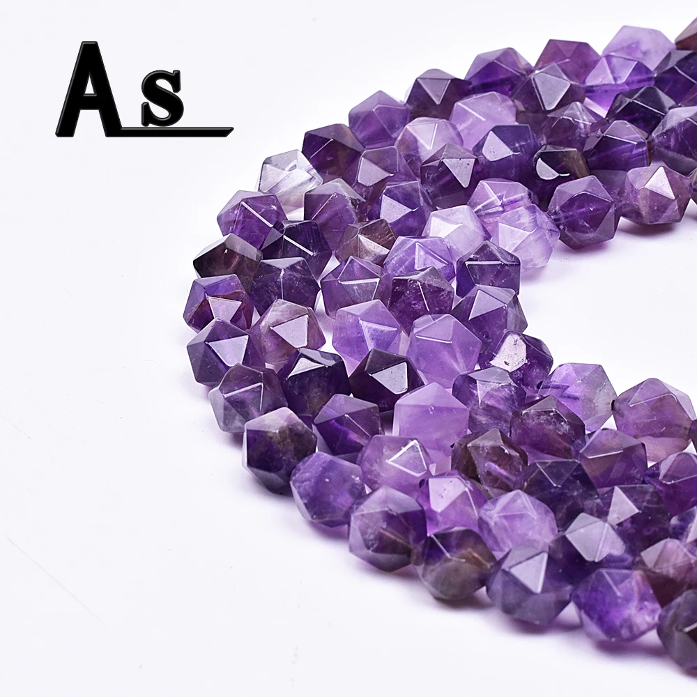 

Asingeloo Natural Multicolor Stone Beads Purple Crystal Faceted Loose For Jewelry Making Diy Oranment Accessories Wholesale