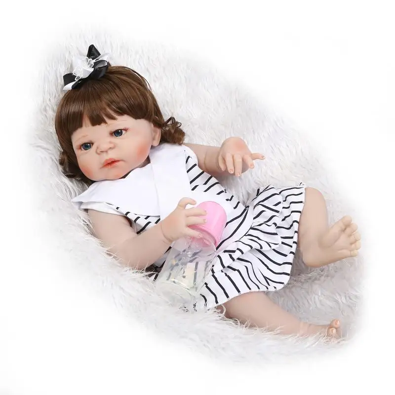 

23Inch Full Silicone Vinyl Reborn Realistic Baby Girl Doll Fashion Baby Alive Dolls Bebe Reborn Babies Kid Best